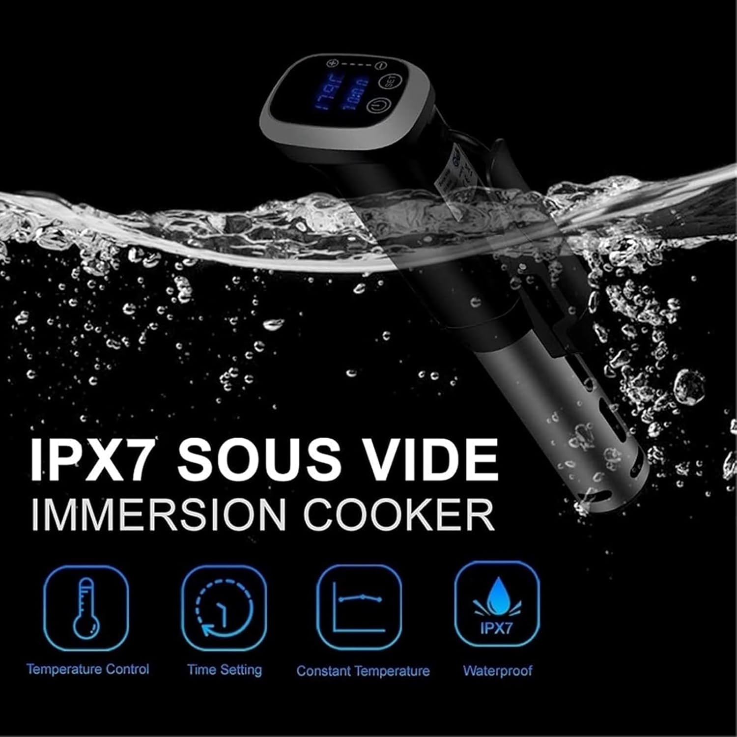 Sous Vide Kit Set, 1200W Professional Thermal Immersion Circulator Cooker with Digital Display, Accurate Temperature Time Control and IPX7 Waterproof Design, for Hotels, Western Restaurants