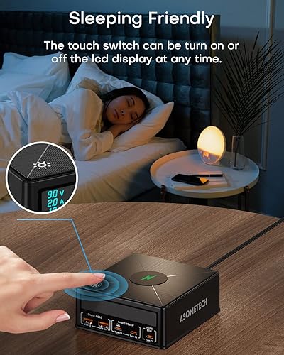 Miniatura 6 de Estación de carga, 160 W 5 puertos USB C con 65 W PD, QC3.0, cargador inalámbrico, pantalla LCD para MacBook, portátil, iPad, iPhone, Samsung