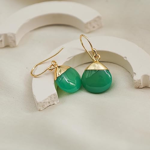 Miniatura 30 de Gempires - Pendiente de gancho de pera natural, pendiente de meditación, joyería hecha a mano, regalo para ella