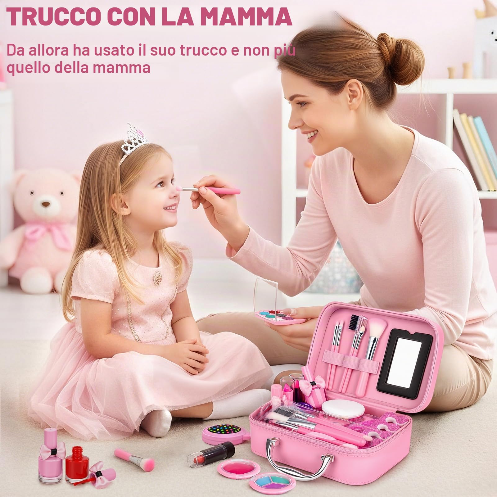 Dreamon Trucchi Bambina Set, 20 Pezzi Lavabile Set Di Valigetta Trucchi Bambina Mermaids Set, Gioco Trucco Ragazze 3+ Regalo Natale Compleanno