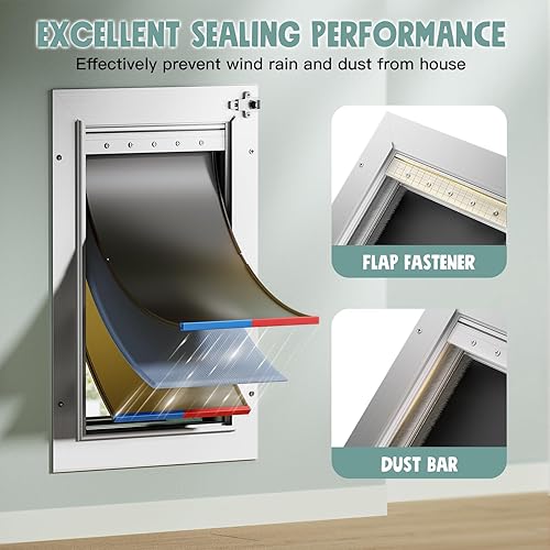 Miniatura 2 de Soporte de pared para puerta de perro de 3 solapas, puerta mediana de aleación de aluminio, puerta para perros con 2 cerraduras, capa de