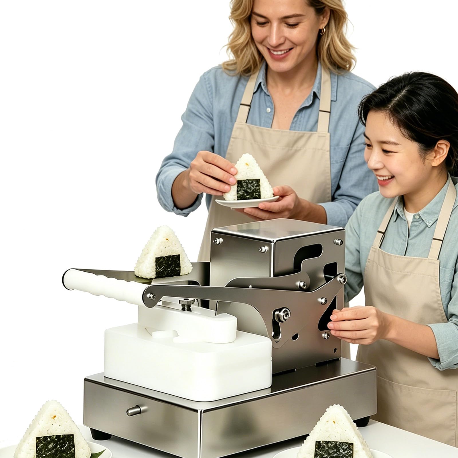 CGLYYDS Manual Triangle Onigiri Maker,Triangle Sushi Rice Ball Maker Stainless Steel Commercial Manual Japanese Onigiri Machine,Non-stick Sushi Mold, 100g Per Rice Ball*2, for Homemade Bento