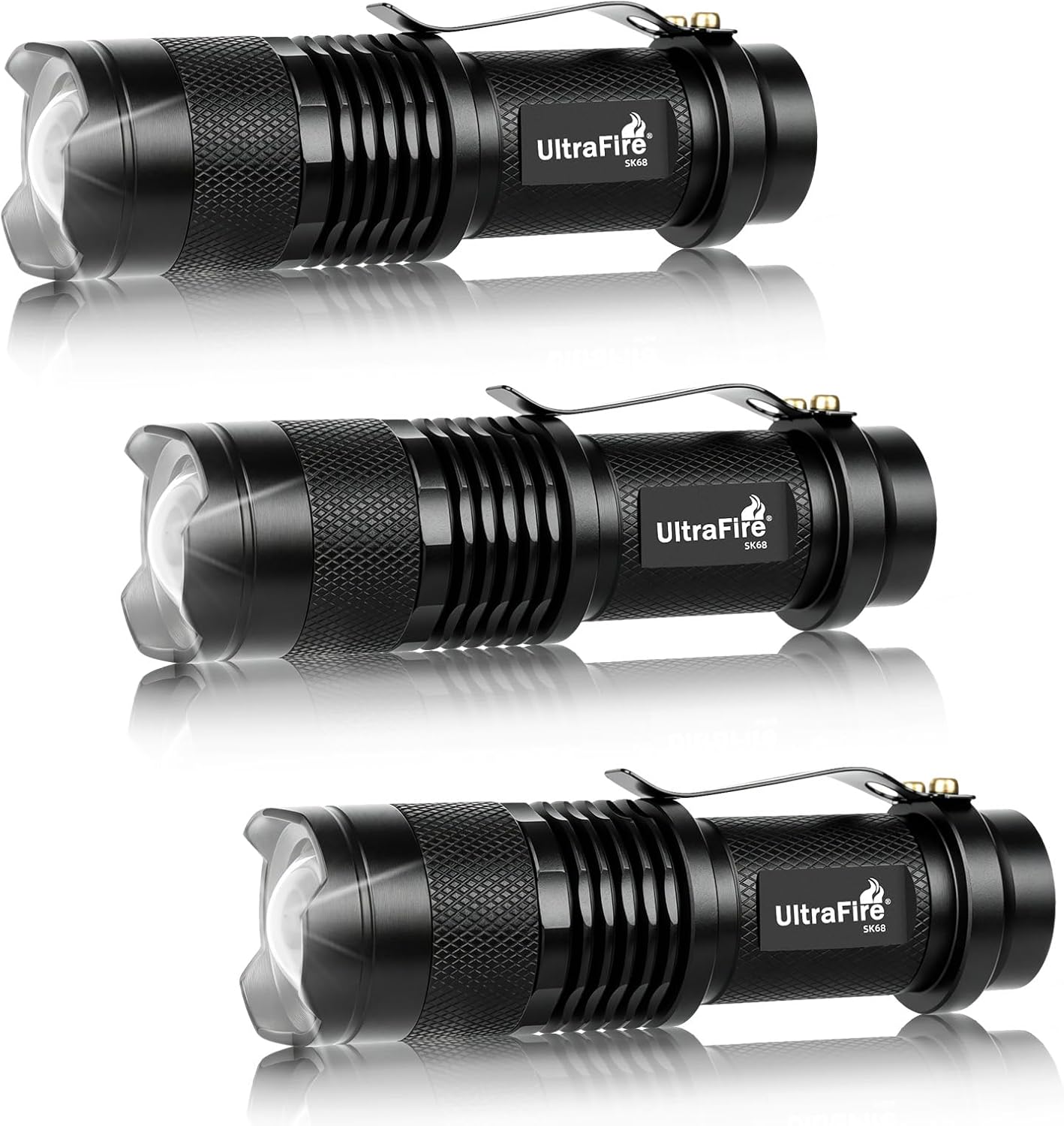 ULTRAFIRE 300 Lumens Single Mode Mini AA LED Flashlights 3Pack