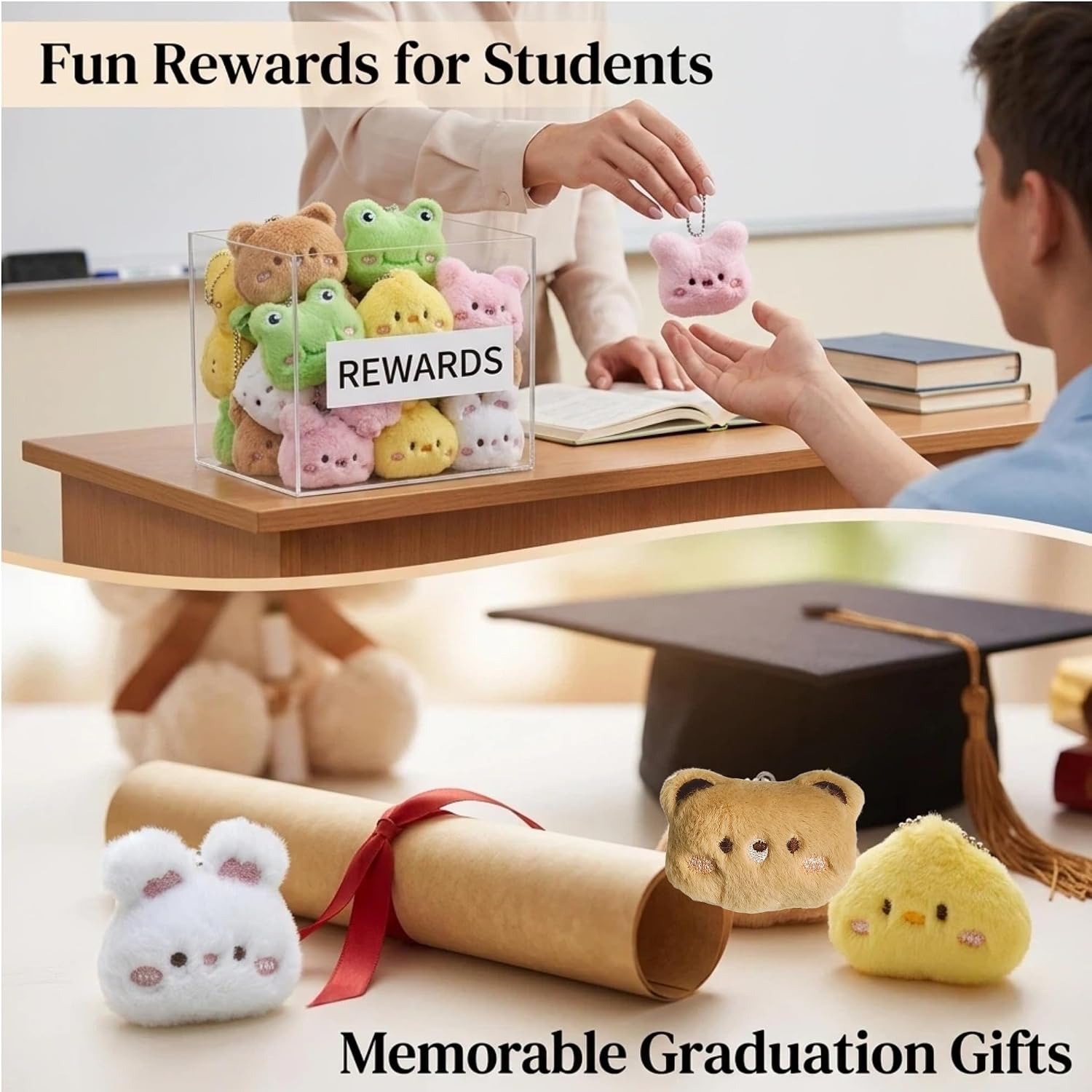 30 Pcs Cute Plush Keychains Stuffed Animals Keychain Party Favors Carnival Prizes,School Gifts,Goodie Bags Birthday image 4