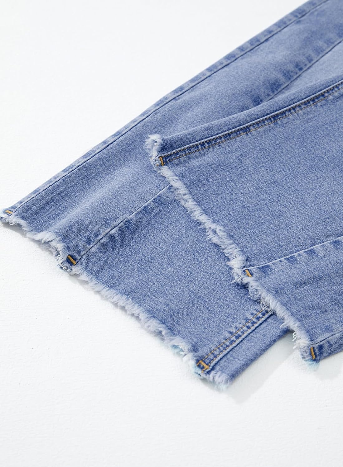 Sidefeel Women's Capri Jeans High Waisted Wide Leg Stretchy Raw Hem Side Seam Zimbaplatinum Denim Pants - Image 7