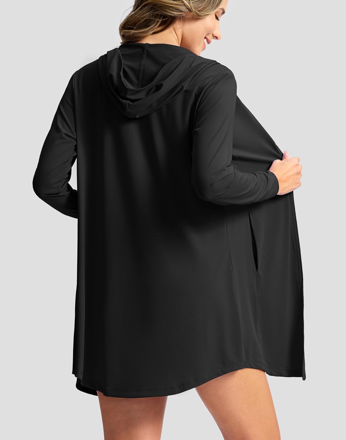 SANTINY Women's UPF50+ Swim Cover Up Sun Protection Hoodie Long UV Jacket SPF Lightweight Swimsuit Beach Cover Ups for Women - Image 2