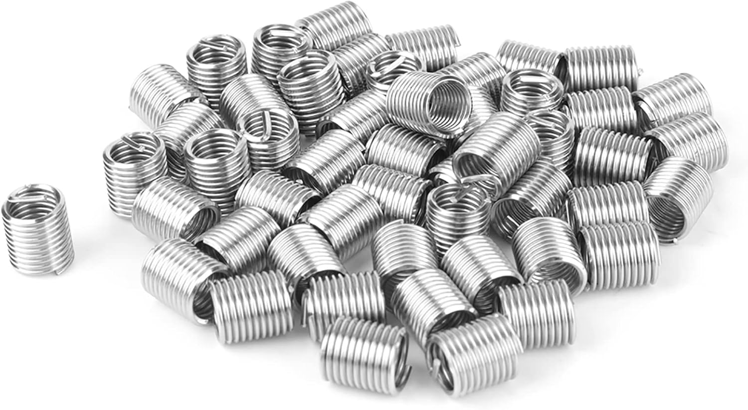 Wire Thread Inserts, 50 Pcs M8x2D Helicoil Wire Inner Thread Inserts, Coiled Wire Helical Screws Stainless Steel Thread Inserts for Helical Repair