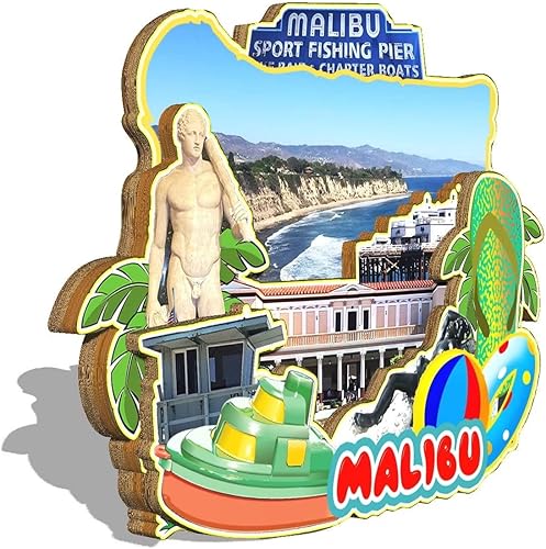 Miniatura 2 de Imán de madera para nevera Malibu California, Estados Unidos, 3D, monumentos de viaje, coleccionables, recuerdos, decoración hecha a mano, 2