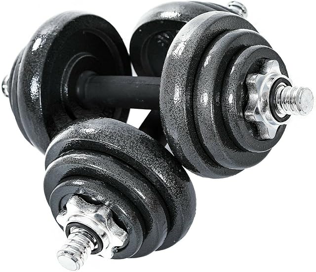 AJX 15/20/30kg Set Cast Iron Adjustable Weights Dumbbells Set Home Gym Training Weights for Men Women Workout Fitness Weight Lifting at Home Gym, Black