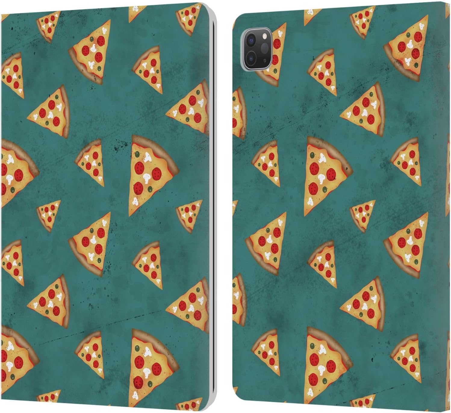 Head Case Designs Officially Licensed PLdesign Cool Fun Pizza Slices Black Food Patterns Leather Wallet Case Compatible with Apple iPad 10.2 2019/2020/2021