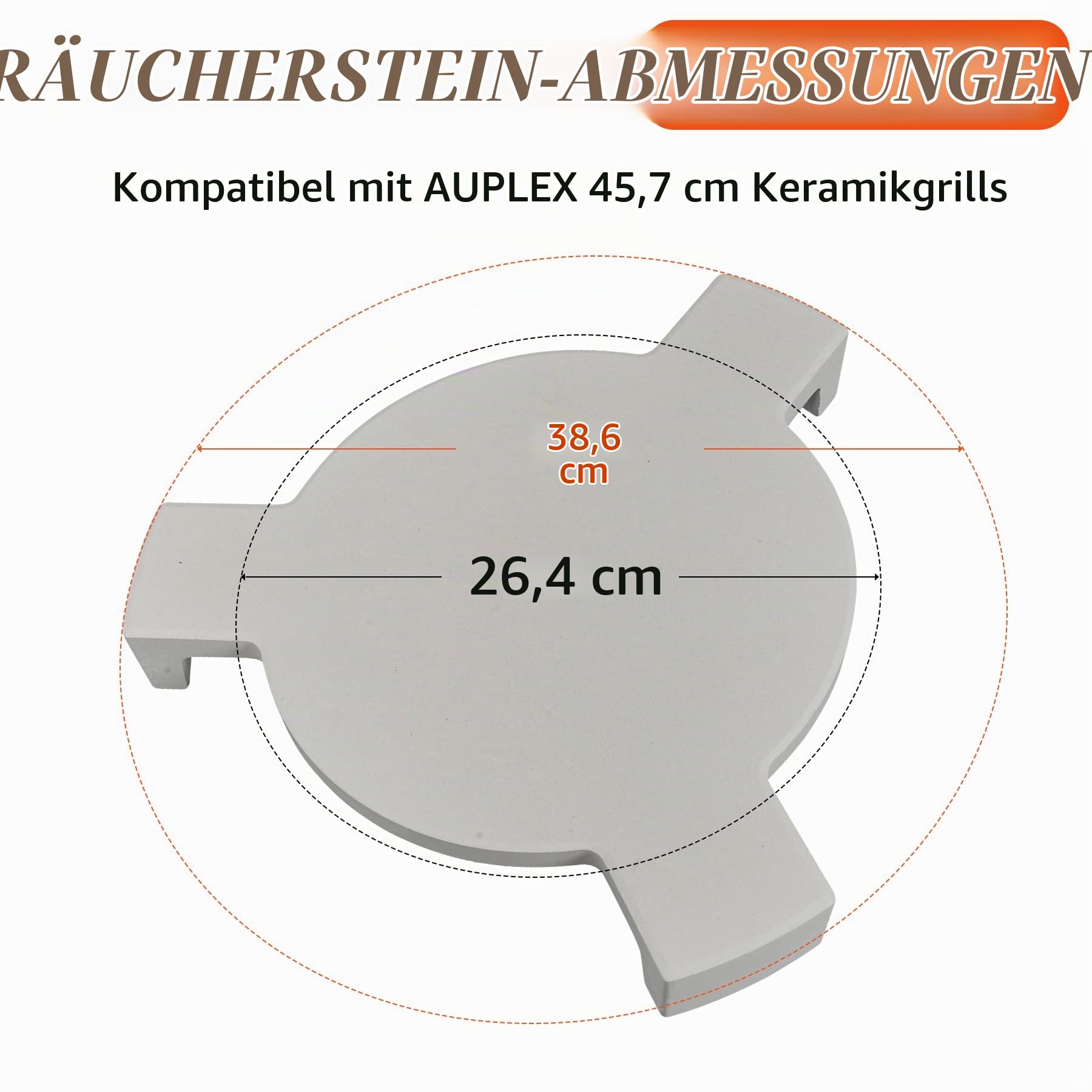 15.2'' Pizzastein & Heat Deflector für Kamado Zubehör – Extra Dicker Keramik Conveggtor mit 3 Beinen, Grill Deflektorstein & Backstein für Pizza, Brot & BBQ