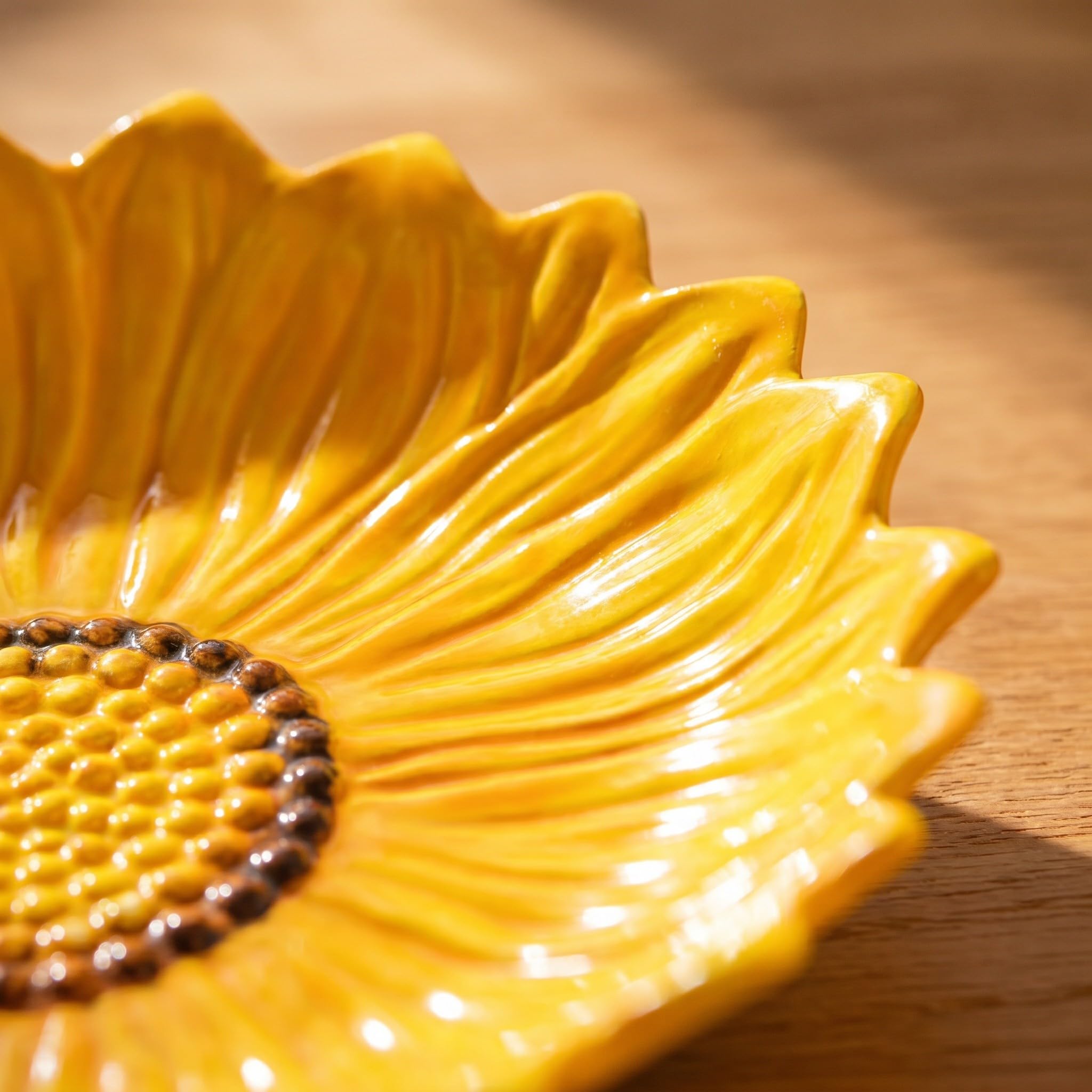 Zerodeko Plato de aperitivo con forma de girasol - Vajilla de cerámica de 20 cm con forma de flor para el hogar y fiestas - Plato pequeño con floral para una mesa decorativa