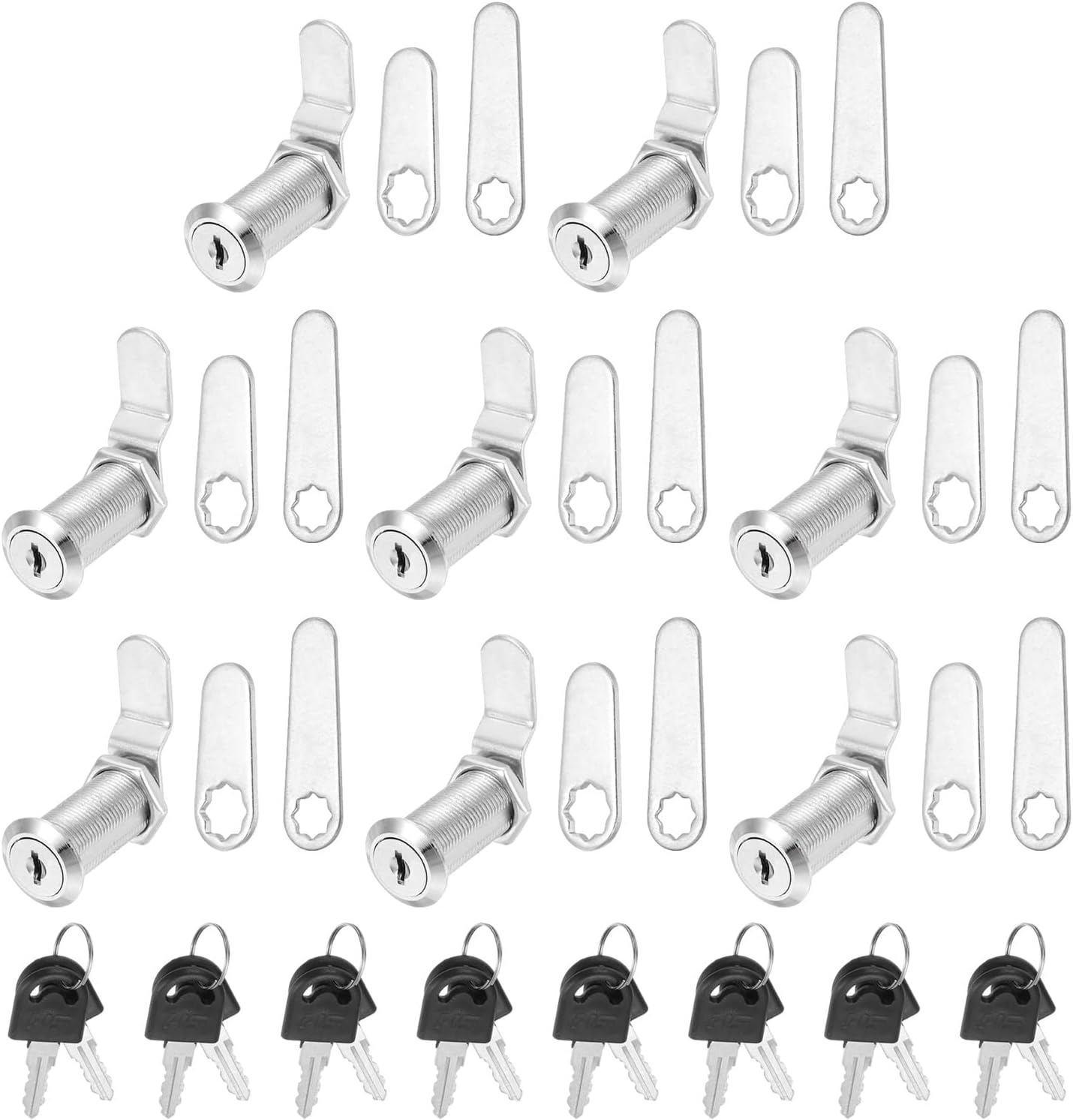 PATIKIL 1-1/2 Inch Keyed Alike Cabinet Locks with Key, 8 Pack Cam Replacement Lock Cylinder Toolbox Lock for RV Drawer Storage Cart Mailbox, Silver