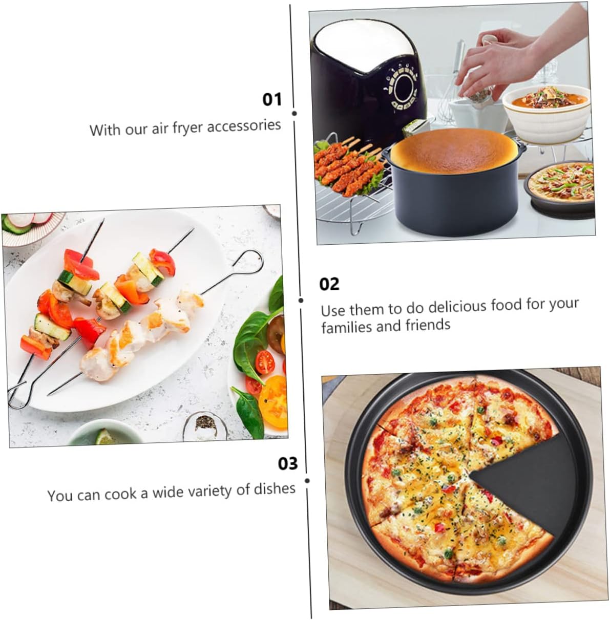 Mobestech 9pcs 7 Air Fryer Accessories Set Baking Barrel Cupcake Pan Versatile Kitchen Tools for Pizza Muffins More Dishwasher Safe for Easy Cleanup Random Color