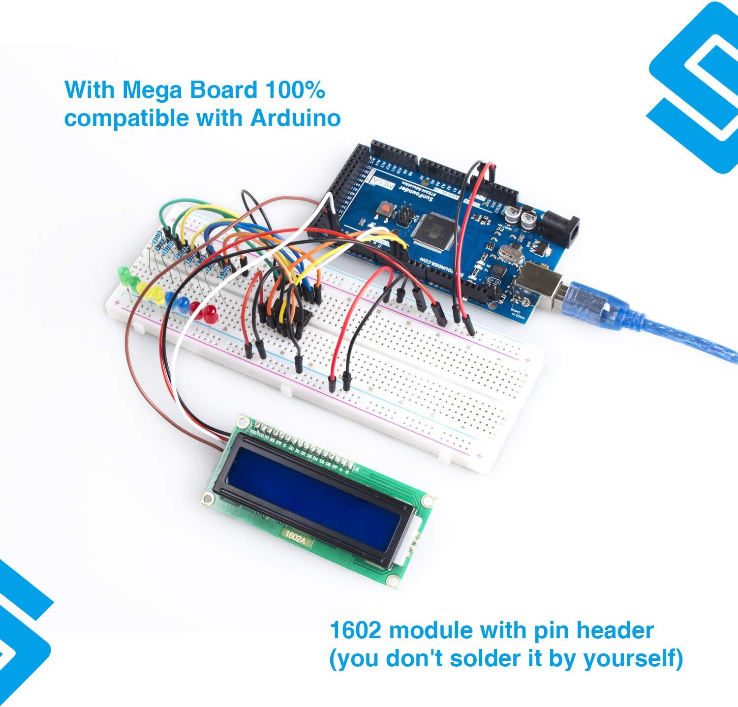 Exсluѕіvе SunFounder Project The Most Complete Electrnoics Starter Kit Compatible with Arduino Mega 2560 R3 Mega328 Nano, 40 Tutorials Included