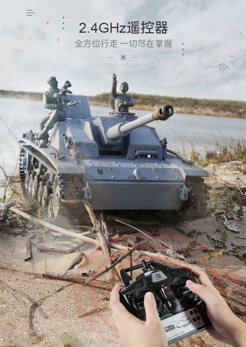 'RC Char "sturmgeschütz III-Stug 3Heng Long 1 : 16Gris, fumée & Sound-avec 2,4GHz