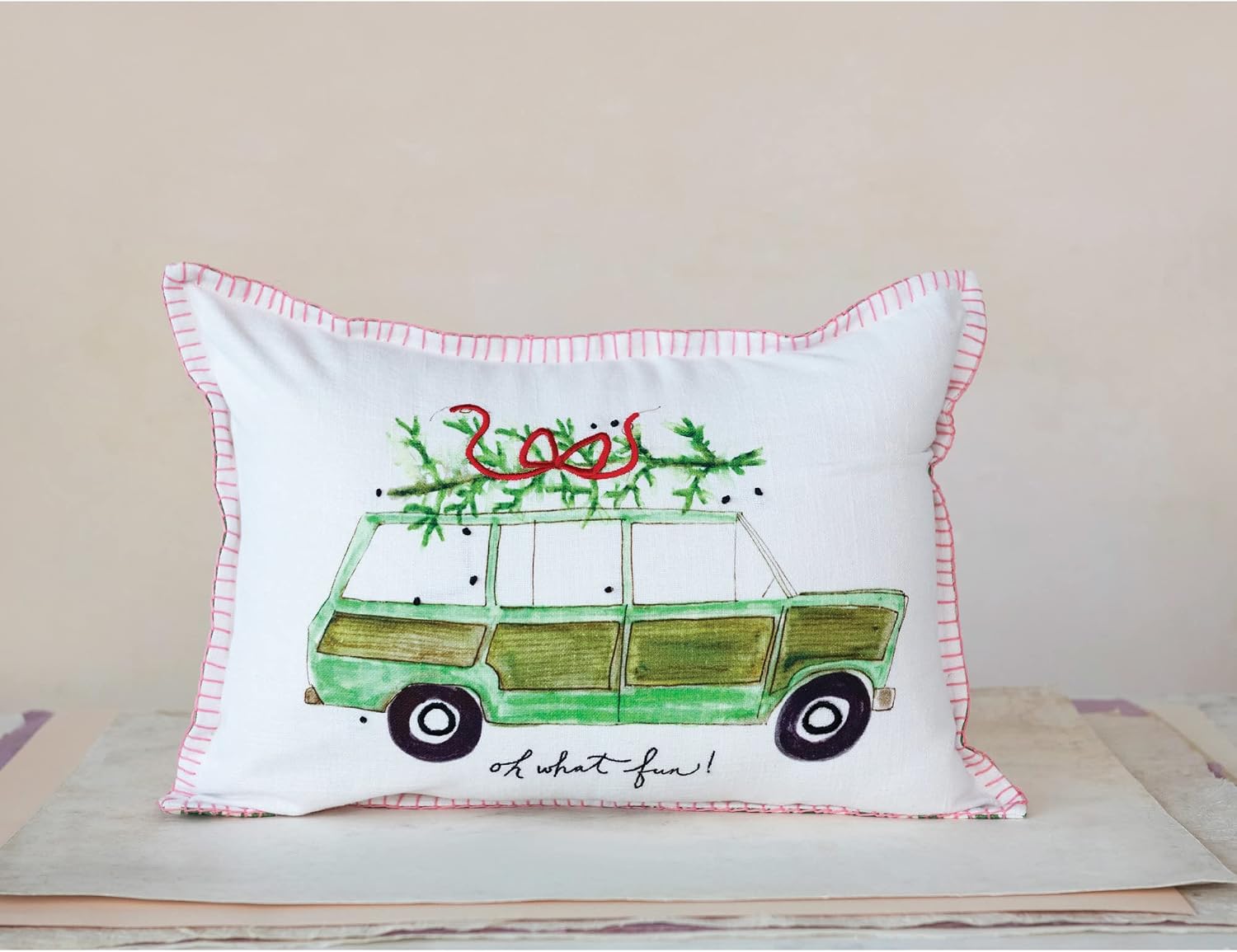 Creative Co-Op 20x14 Holiday Cotton Lumbar Pillow