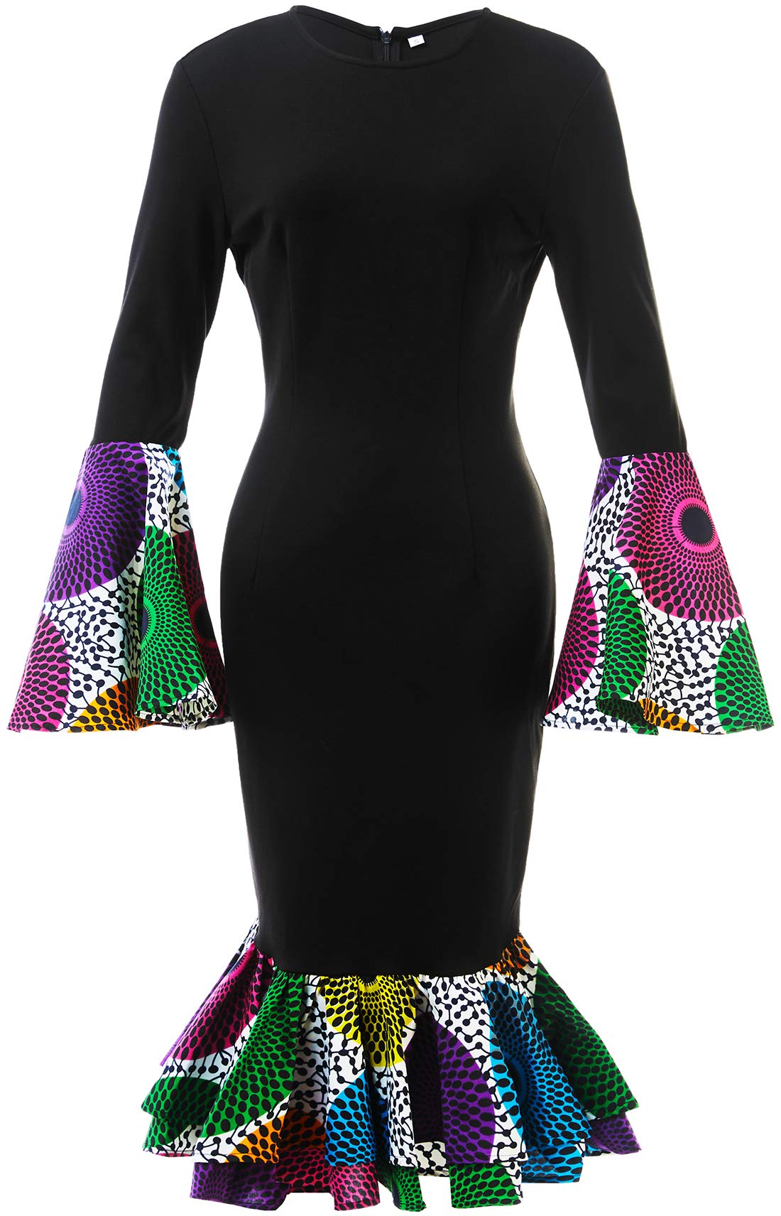 HongyuAmyWomen's African Fashion Ankara Print Dress Traditional Casual Outfits Attire