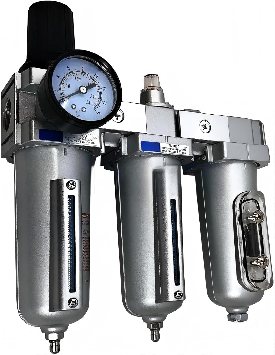 1/2" NPT Heavy Duty Compressed Air Filter Regulator Coalescing Dsiccant Dryer System - 225 PSI Max Input - Adjusts 7 TO 215 PSI - With Wall Mounting Bracket And Manual Drain