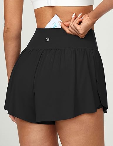 Miniatura 2 de IUGA Pantalones cortos deportivos para mujer, de cintura alta, para entrenamiento, correr, cruzados, fluidos, de mariposa, ropa de preparación, para