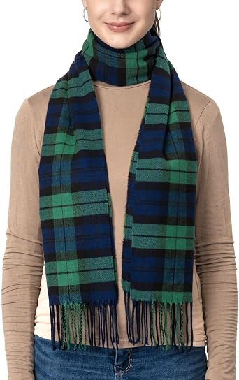 Achillea Scottish Tartan Plaid Scarf - Warm Cashmere Feel Winter Scarf, Scarves for Holiday, Christmas & Daily Wear