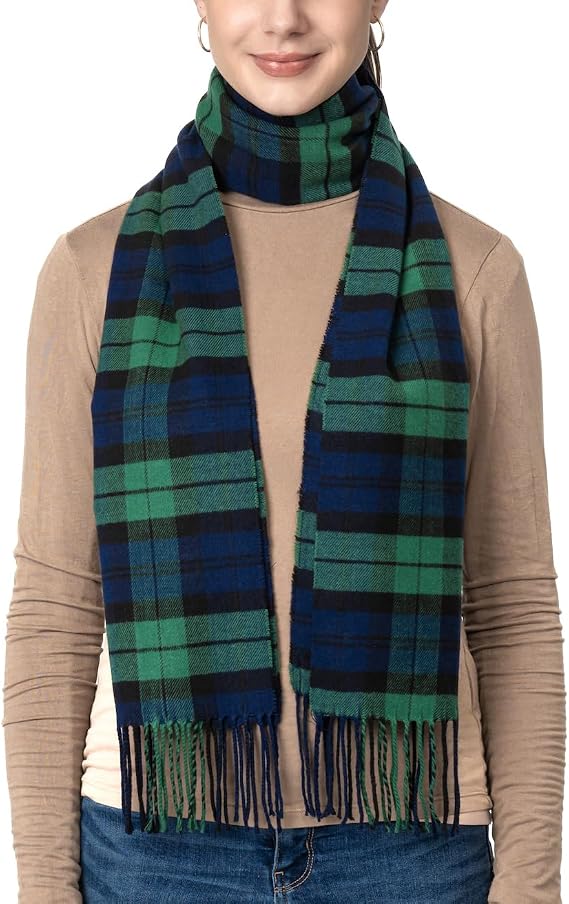 Achillea Scottish Tartan Plaid Scarf - Warm Cashmere Feel Winter Scarf, Scarves for Holiday, Christmas & Daily Wear