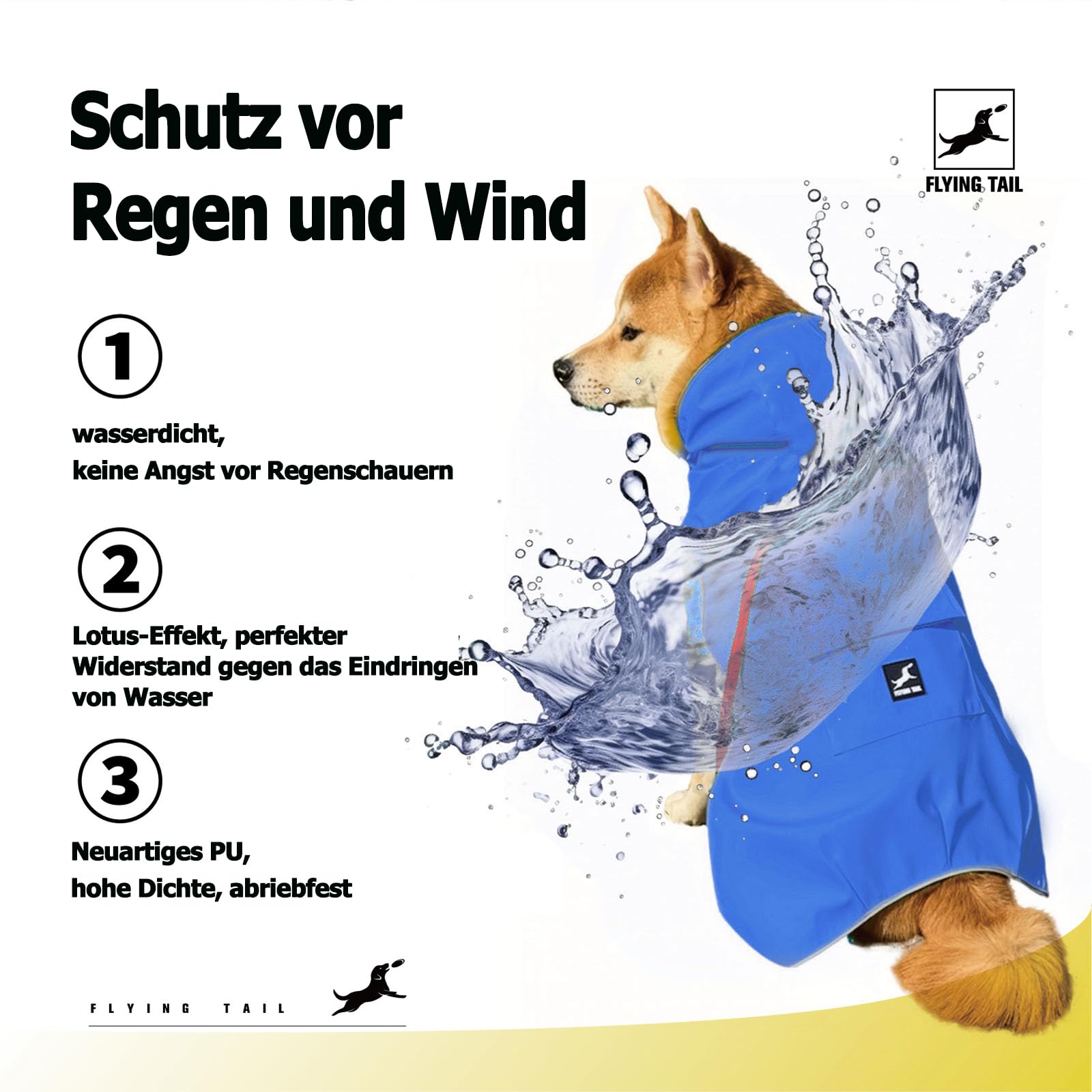 Impermeable para perro, no rígido, súper suave, reflectante, ajustable, fácil de llevar, agujero para correa para perros S a XXXXXL (azul, XXXXXL)