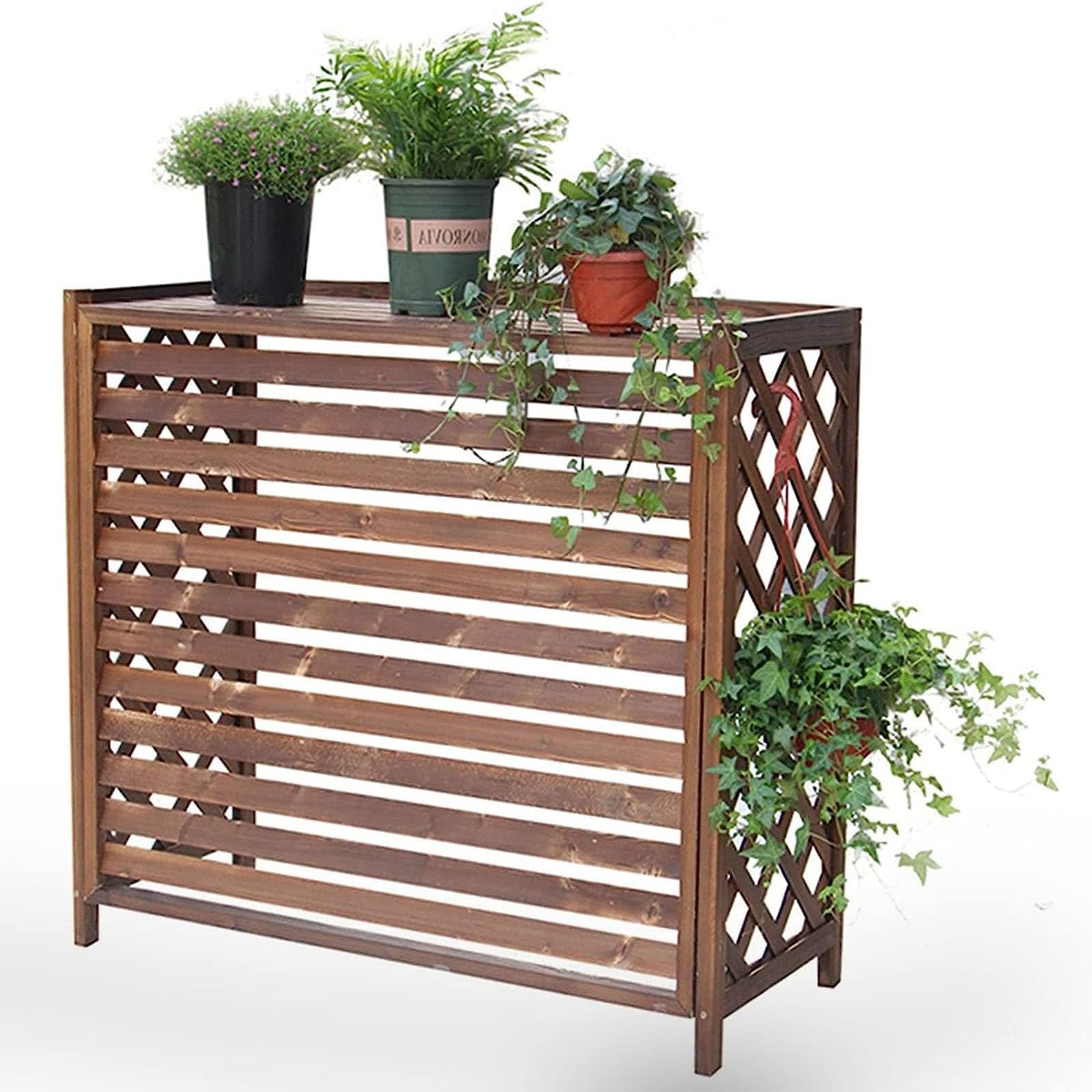 Kratki ochronne do klimatyzatorów i pomp ciepła, osłona klimatyzacji, drewniana rama ochronna klimatyzacji, łatwa instalacja, 85 x 35 x 75 cm