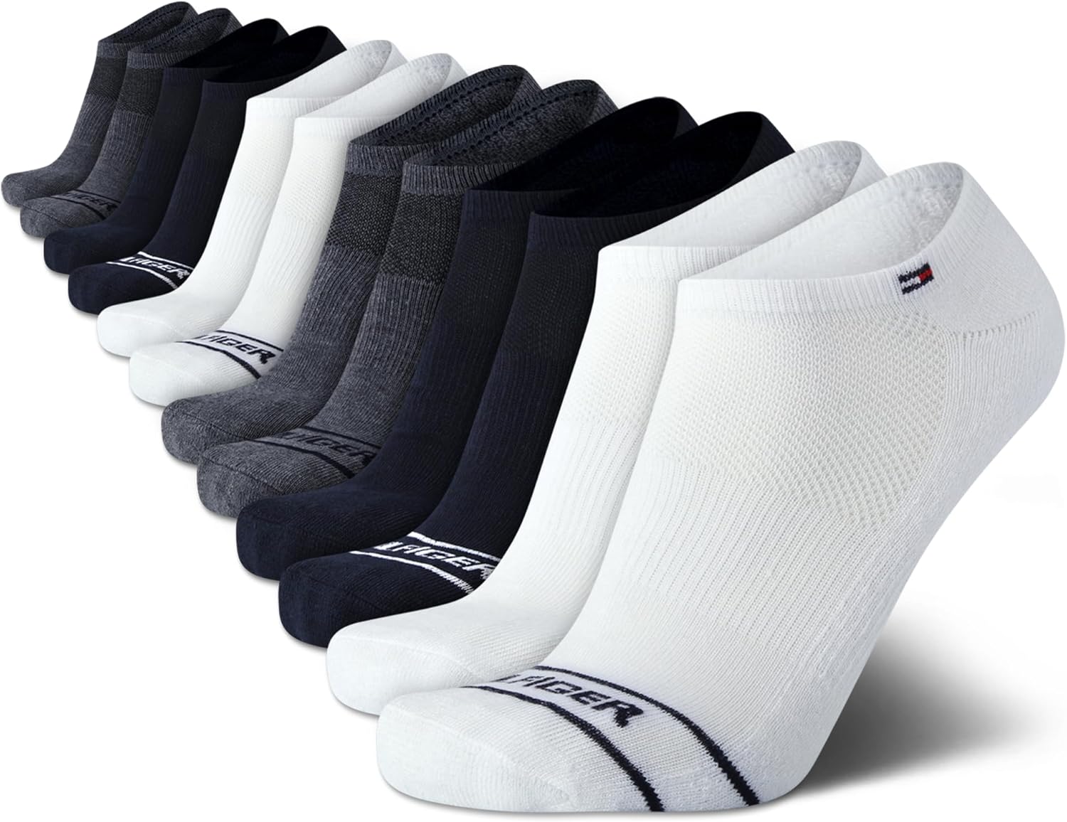 Tommy Hilfiger Mens Low Cut Socks - 12 Pack Athletic Performance Moisture Wicking No Show Running Socks for Men (Sizes: 7-12)