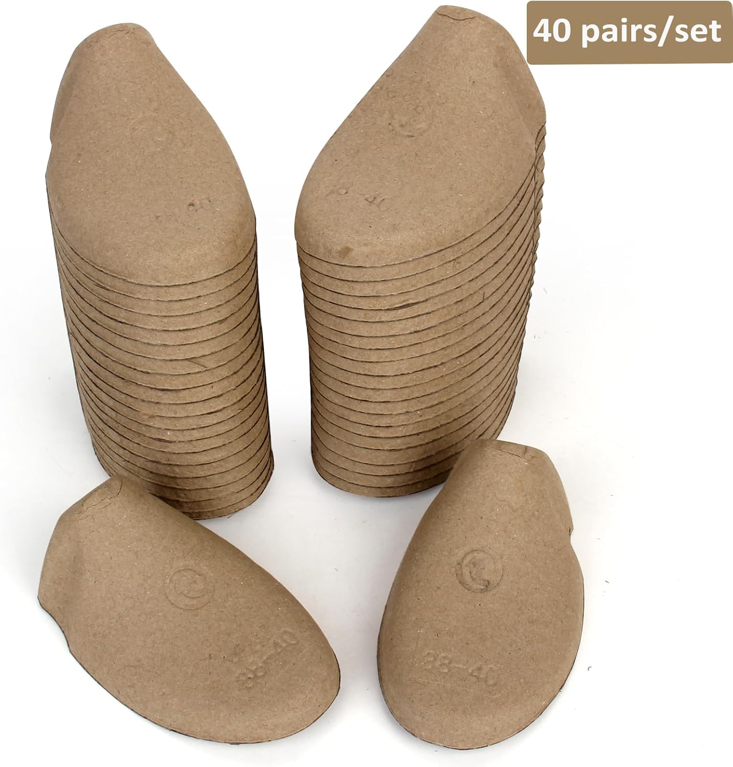 40 Pairs Paper Pulp Shoe Tree Inserts for Men Women, Reusable Anti-Crease Shoe Tree Shapers for Sneakers Leather Dress Shoes Boots Golf Mules,Home Organization