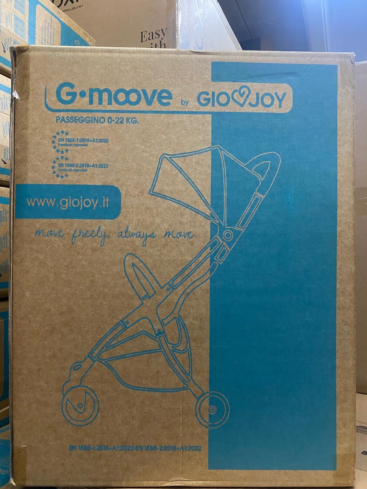 Passeggino Leggero 0-22 kg G-Moove, Telaio Nero, Tessuto Grigio