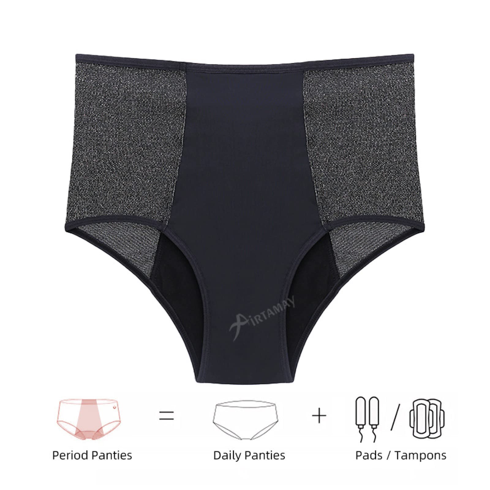 Bragas Mujer Algodon 2/4 Uds Ropa Interior fisiológica sin servilletas sanitarias de Cuatro Capas de Gran tamaño Pantalones Sanitarios menstruales para tía Femenina