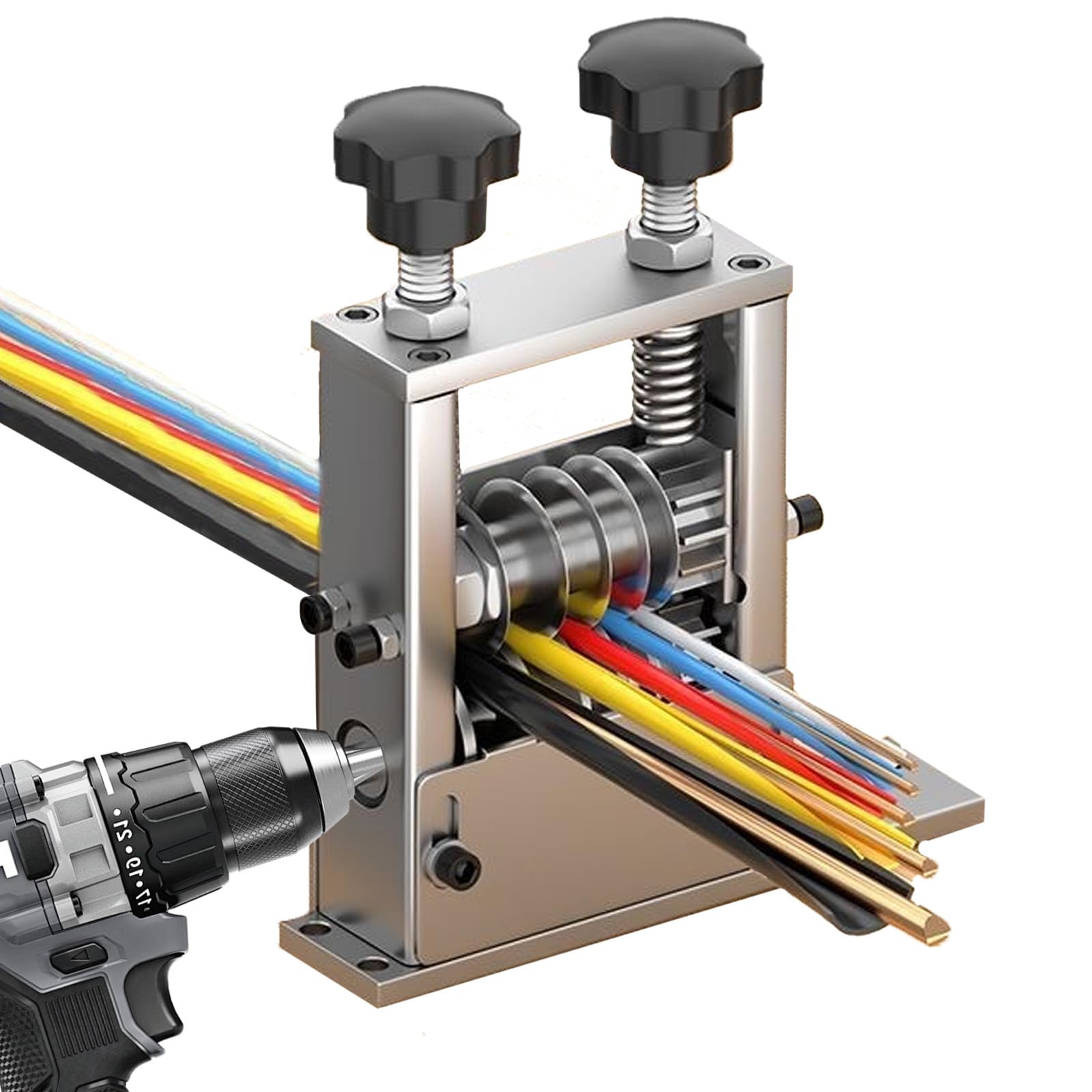Machine à Dénuder le Câble Électrique, Dénudeur de Câble Électrique & Manuel avec 6 Canaux et 5 Lames, pour Câbles 3 à 17 mm, Denudeuse de Cable pour le Recyclage des Fils