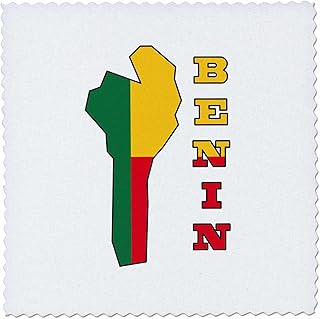 3dRose Flag of Benin in The Outline map and Name of The Country, Benin. 6x6 inch Quilt Square