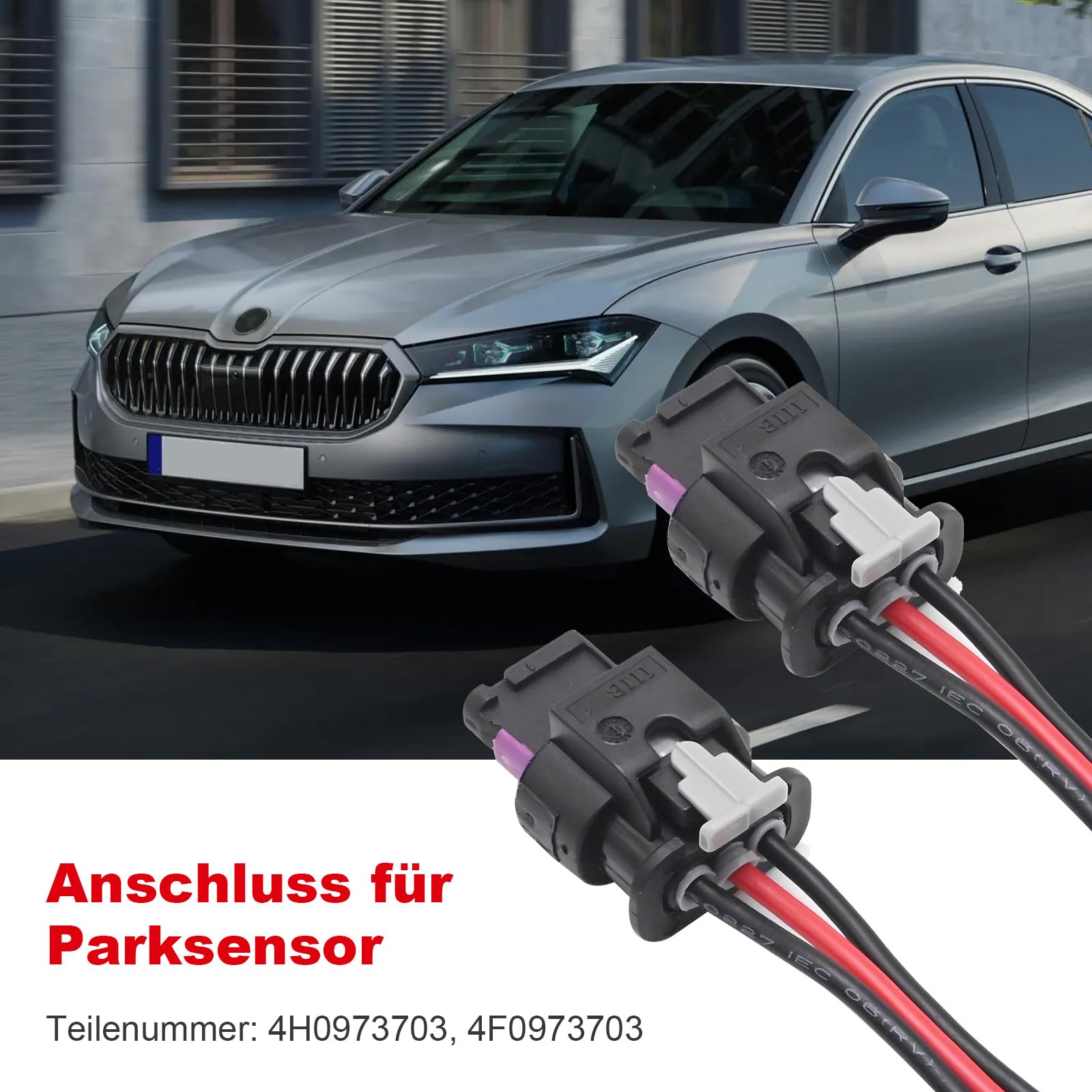 2 sztuki 3-biegunowy czujnik parkowania wtyczka 4F0973703 4H0973703, zamiennik wtyczki pigtail wiązka przewodów adapter 13,5 cm, zamiennik do Skoda Fabia 2010-2013, zamiennik 4H0973703