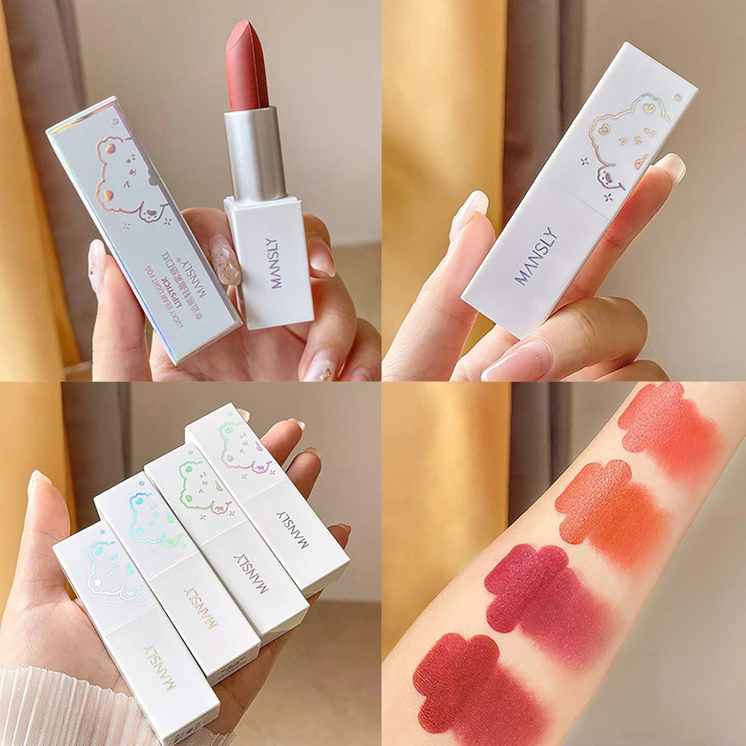 GGOGO Cosmetics Waterproof Crushed Smoothie Warm Change Lipstick Nourishing Moisturizing Light Color Lip(D,One Size) : Beauty & Personal Care