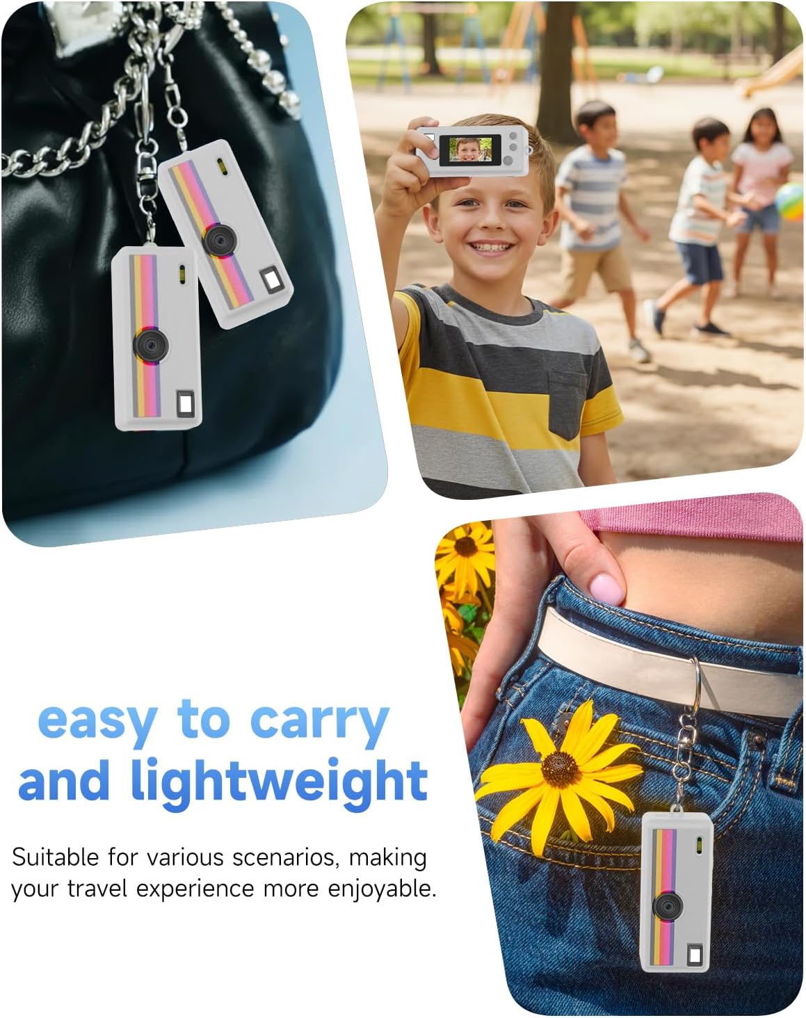 Silicone Case for Kodak CHARMERA Keychain Digital Blind Box accessories,Soft Silicone Protective Case,Comes with Screen Protectors and Wrist Strap - Transparent