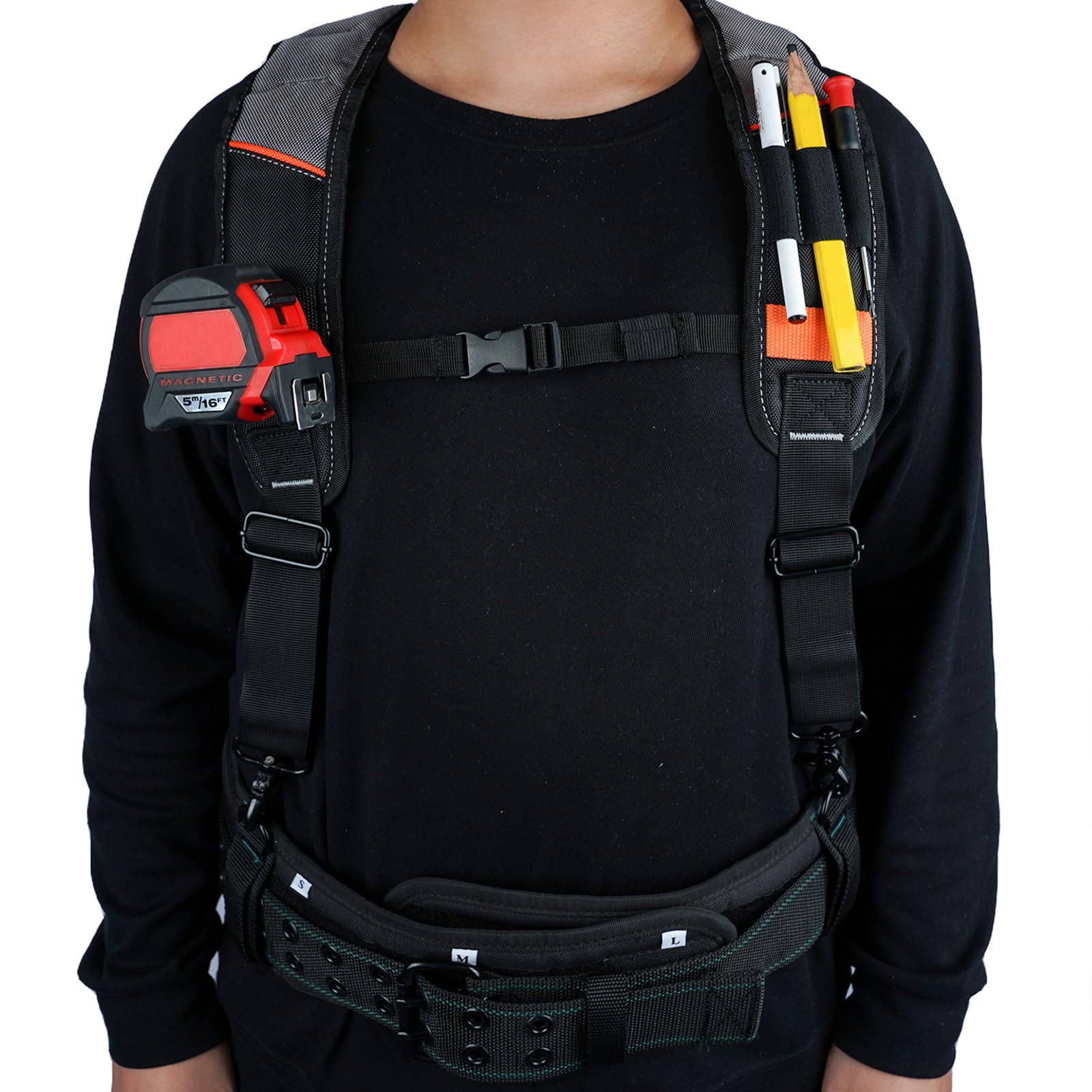 KUNN Tool Belt Suspenders Padded Carpenter Construction Electrician Work Suspender with Attachment Loops for Men