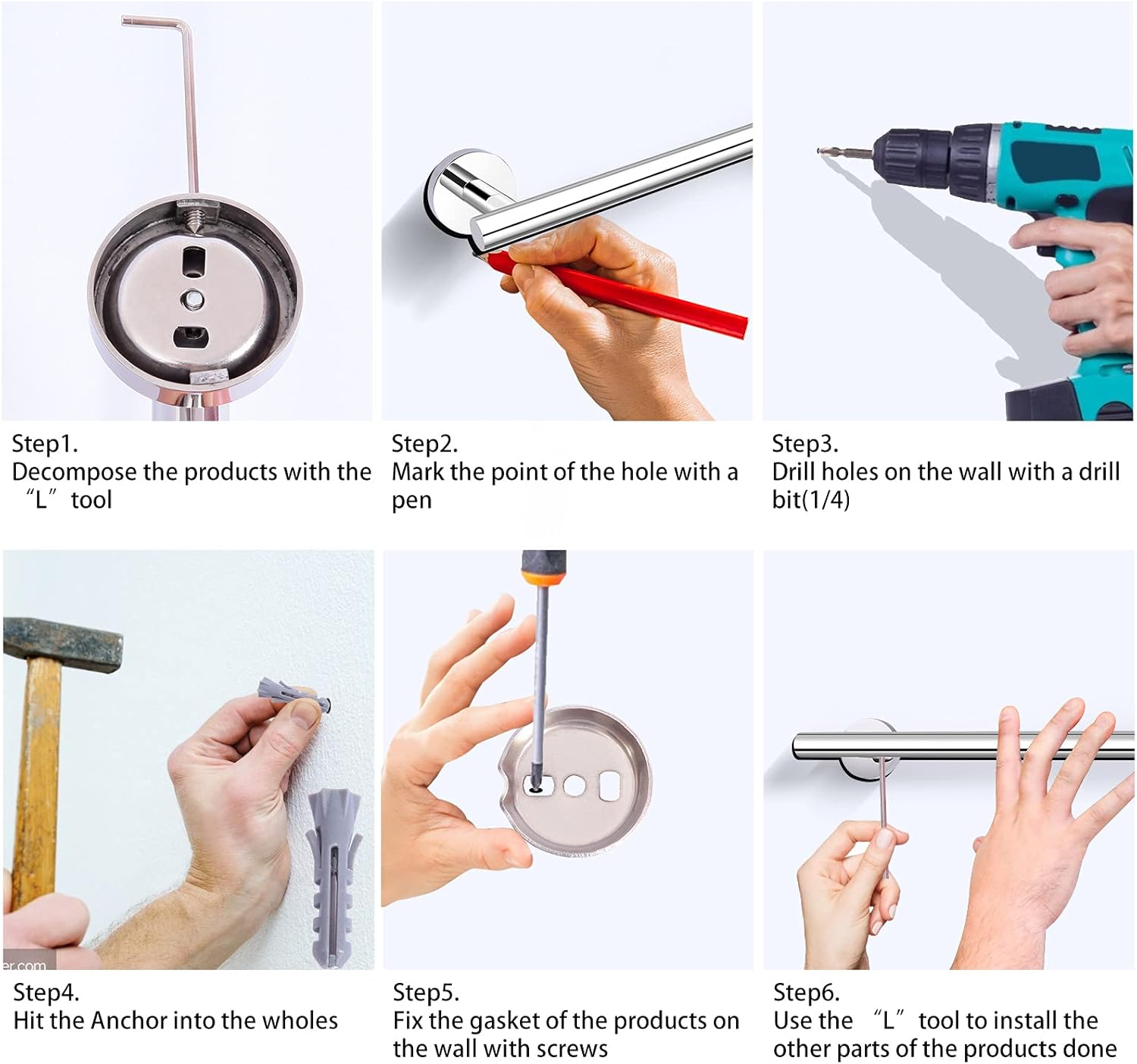 Towel Bar for Bathroom（4 pack/304 Stainless Steel） with 23.6" Towel bar，Toilet Paper Holder，Hand Towel bar and Robe Hook | Bathroom Hardware Set : Tools & Home Improvement