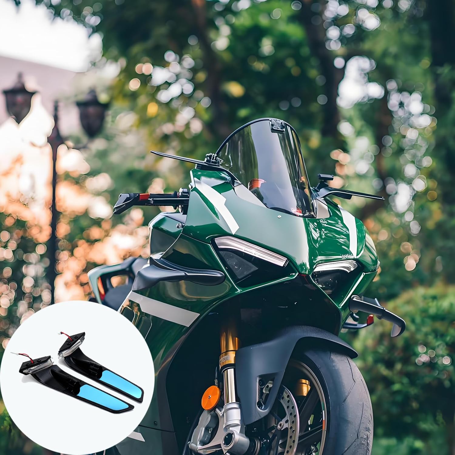 Motorcycle Mirrors with turn Turn Signal Compatible with Ducati Panigale V4 V4S V4R 2019-2024 PANIGALE V2 2020-2024 CNC Motorcycle Side Mirrors Adjustable Wind Wing Rearview Mirrors Turn Signal Mirror