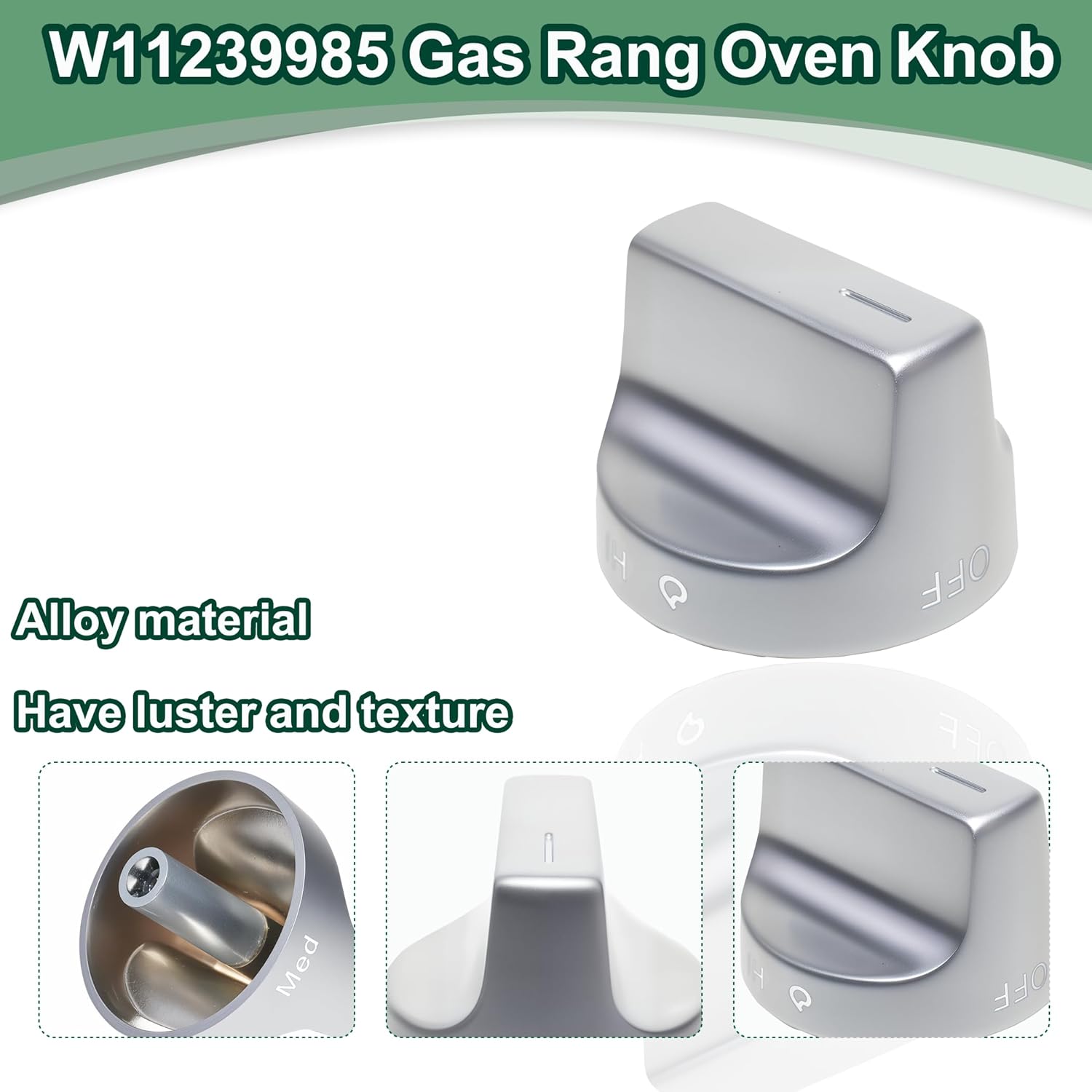 W11239985, 4845290, W11032553, W10850015 Control Knobs, Compatible with Whirlpool WFG525S0HZ1, WFG550S0HZ0, WFG525S0HZ0, WFG525S0JV0, Stainless Steel Stove Knob Replacement, 5 Pcs