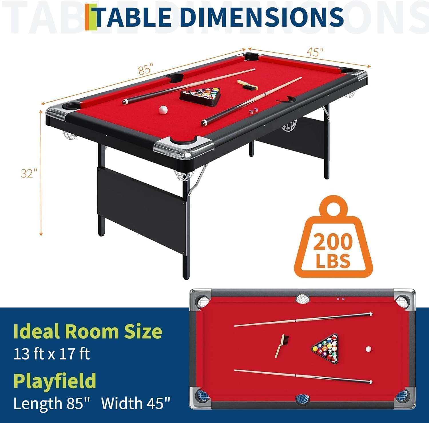 Pre-Sale 7 Ft Foldable Billiards Tables, Portable Pool Table, Billiards Tables for Adults Full Size, Outdoor Pool Table