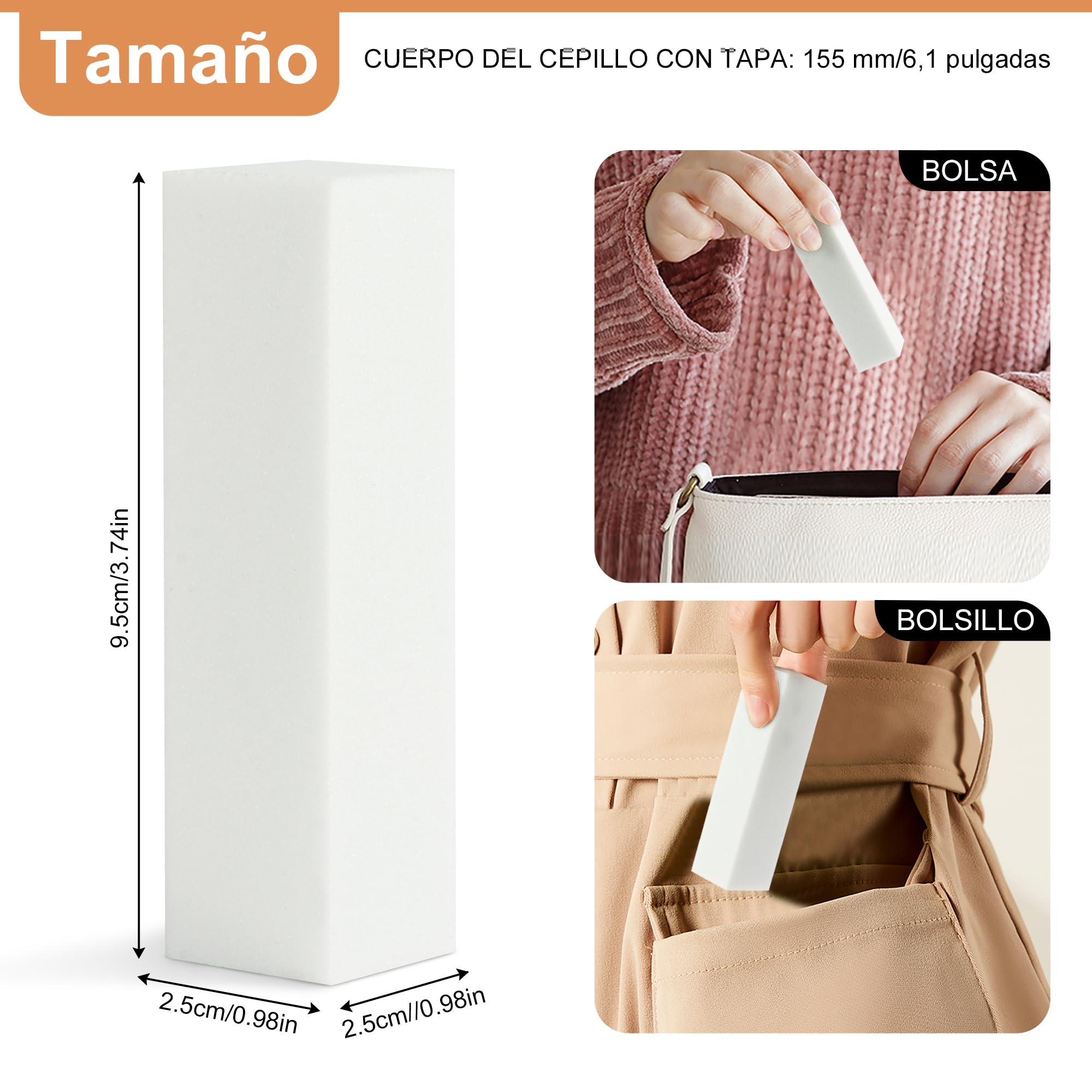 Bloque Pulidor de Uñas(5 Blanco+5 Rosa), Lima Uñas Profesional de Esponja, Pulidor Uñas de 4 Caras, Palitos de Naranjo Manicura Integrados para Salón y Uso Doméstico — view 3