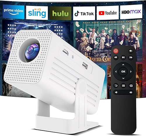 Mini proyector, proyector portátil compatible con 4K, proyector de películas para exteriores Full HD 1080P con WiFi6 y Bluetooth, enfoque automático
