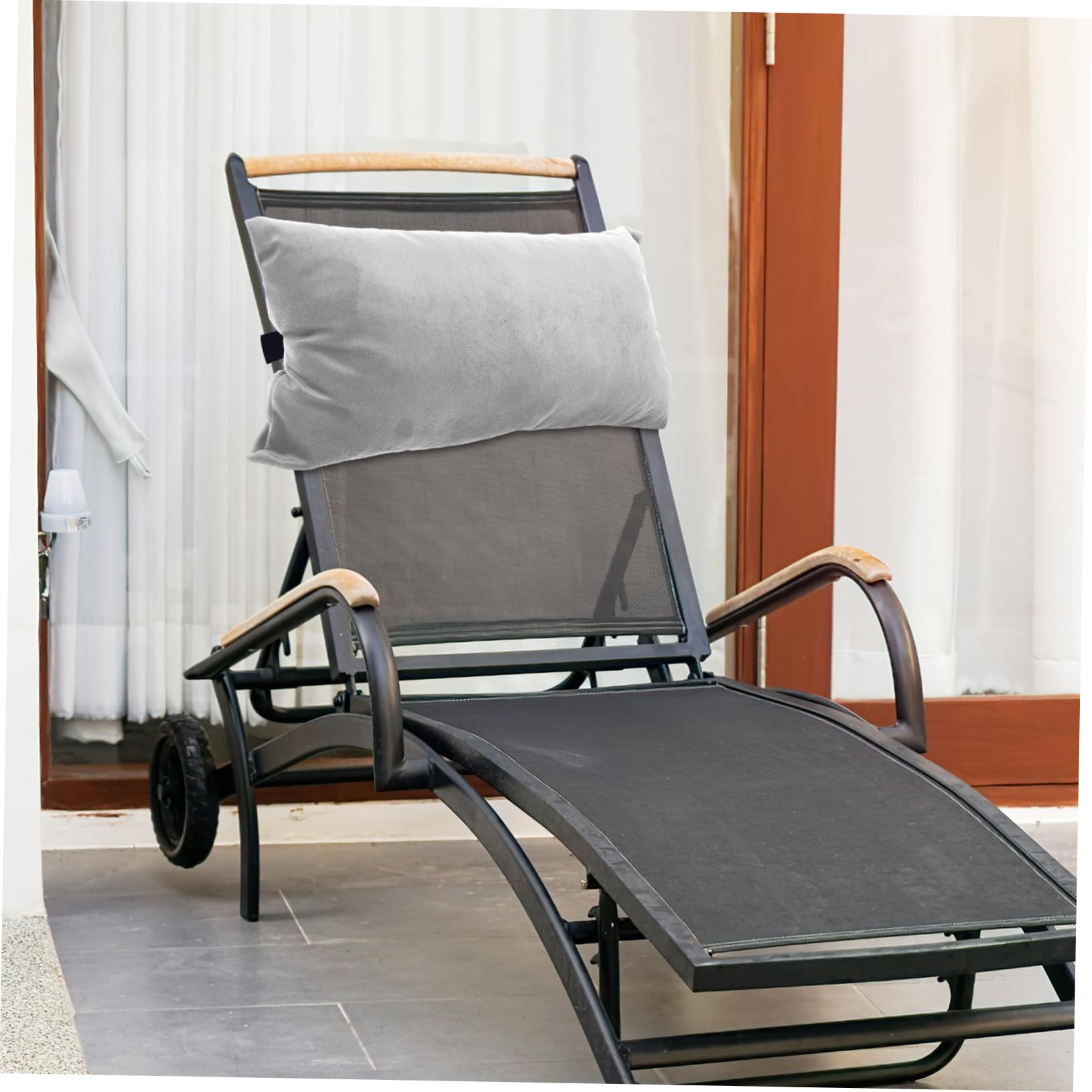 Cuscino Poggiatesta Per Sedia a Sdraio Pieghevole, Supporto Ergonomico in Spugna e Tessuto Con Cinghia Elastica, Accessorio Per Sedie Da Spiaggia e Da Ufficio, Allevia Dolore Al Collo