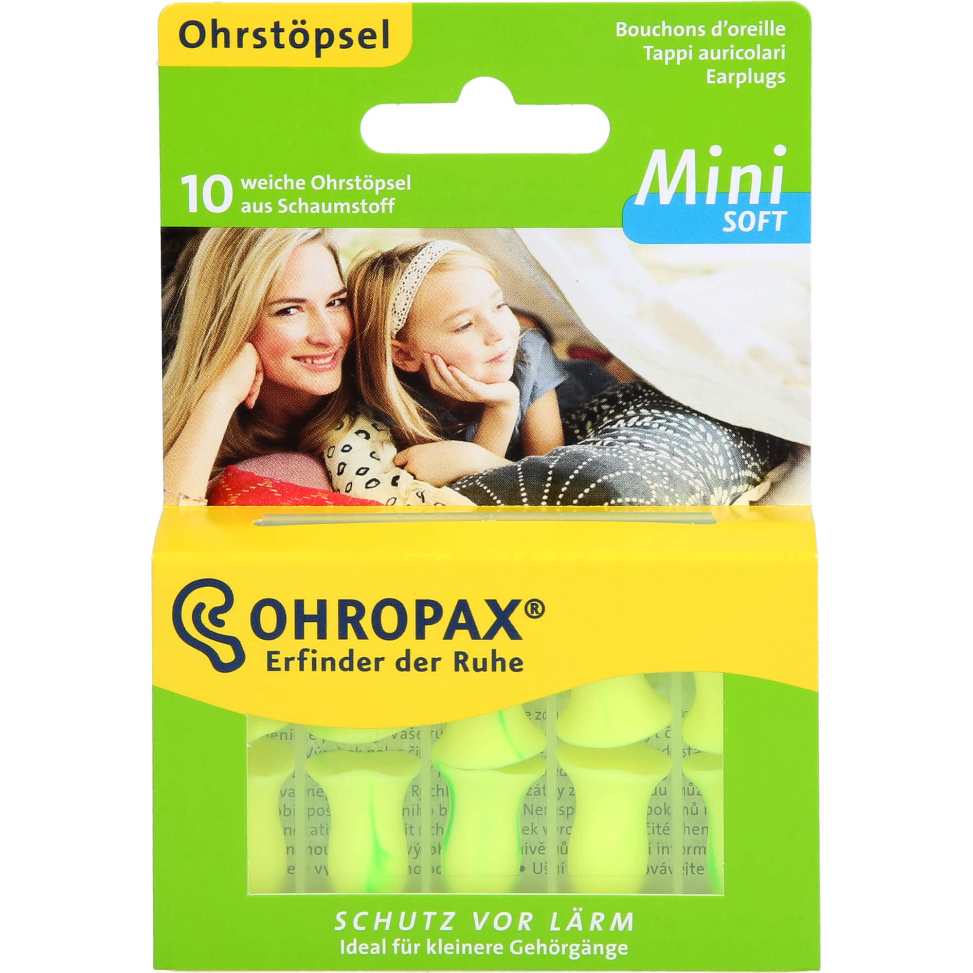 Ohropax Mini Soft Earplugs, Anatomically Shaped in-Ear Plugs, for The Small Ear Canal and for Children, Made of Foam, for Relaxing, Sleeping and Listening to Music, Pack of 10