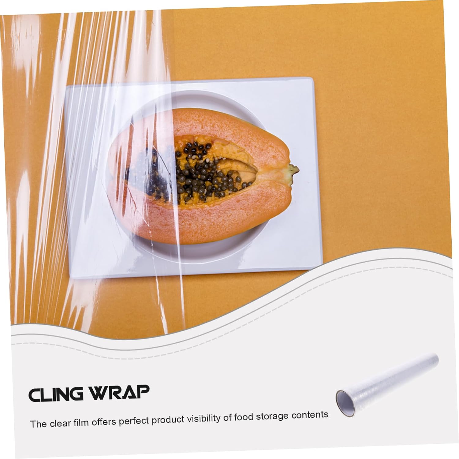 1roll Food Service Film Roll Disposable Food Cling Wrap Pe Material Slide Cutter for Freshness Protection Style