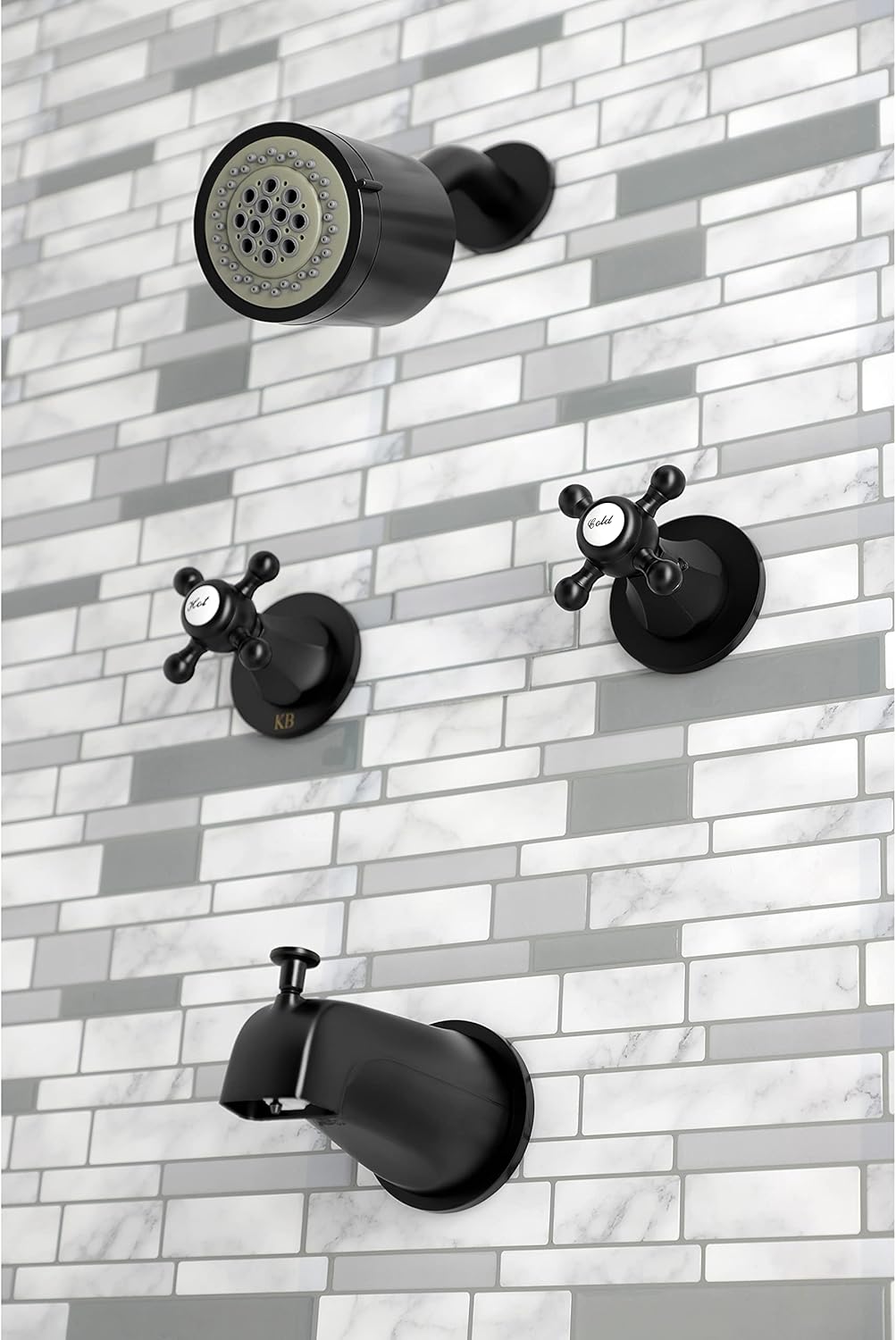 Kingston Brass KBX8140BX Metropolitan Double-Handle Tub and Shower Faucet in Matte Black