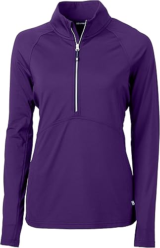 Cutter & Buck Long Sleeve Adapt Eco Knit Half Zip Pullover Camisa, College Purpl