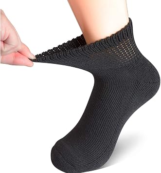Creswell 6 Pairs Diabetic Socks Made in USA (10-13, BLACK ANKLE)